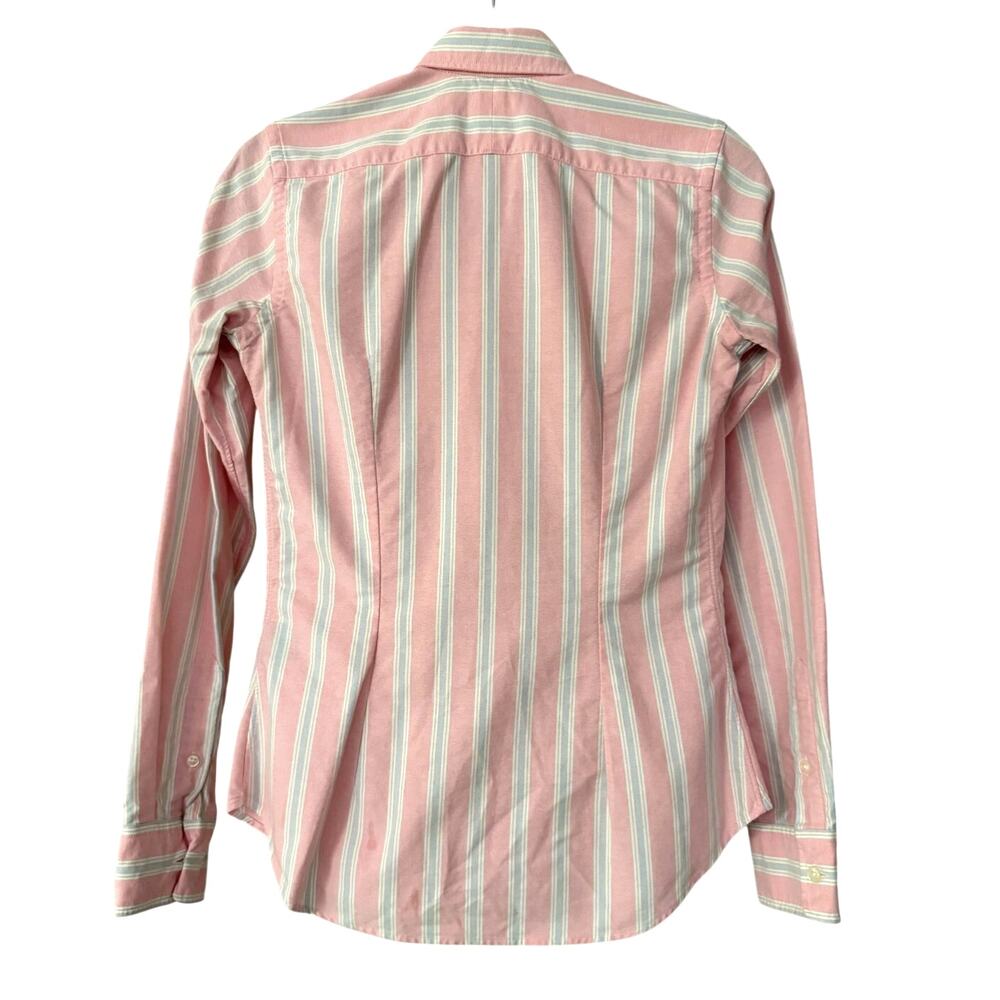Ralph Lauren Pink Stripe Button Down Shirt Slim Fit LS  Pony Logo Classic 2 Y2K - Picture 6 of 6